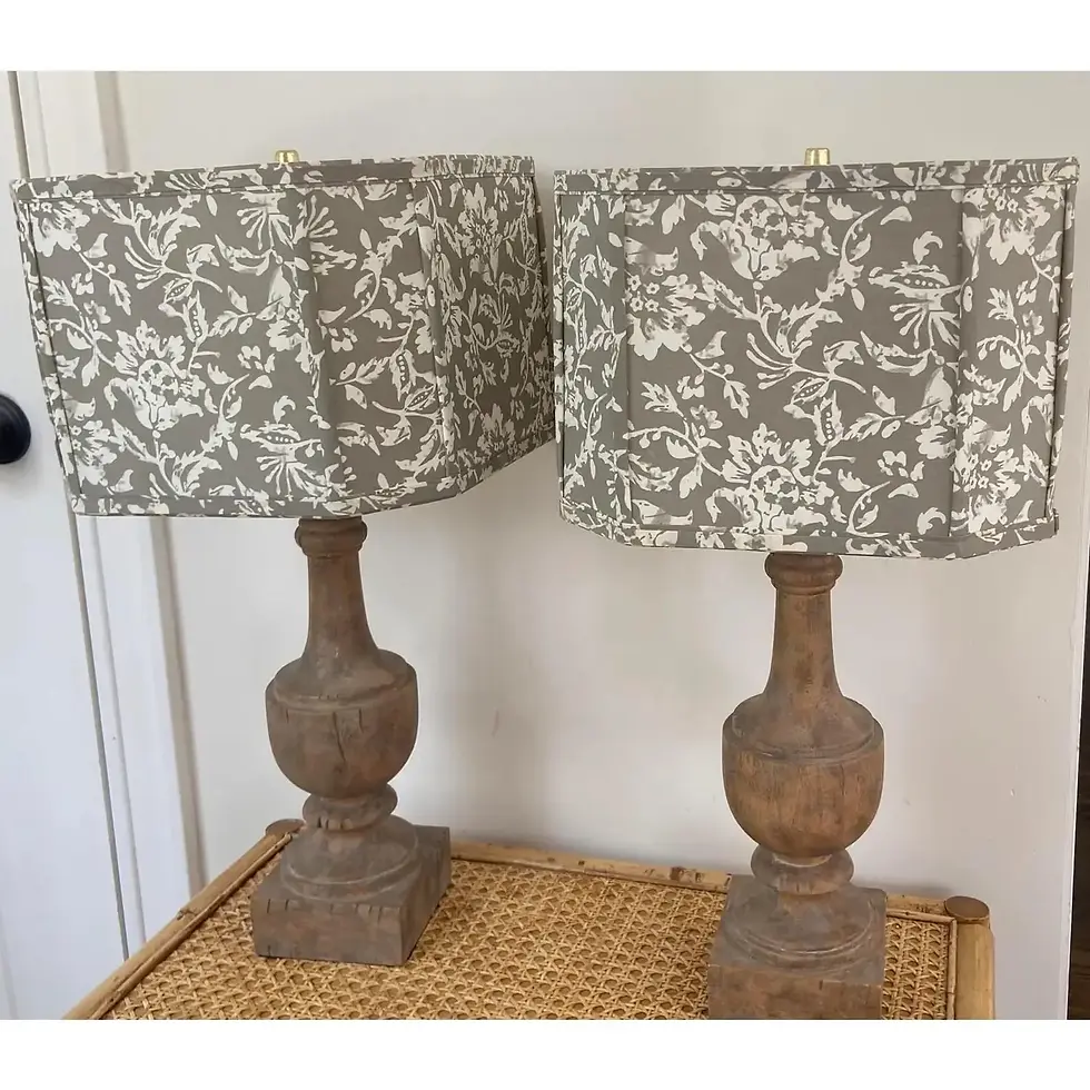 Thumbnail: Pair Aidan Gray Lamps w/ Original  Print Shades