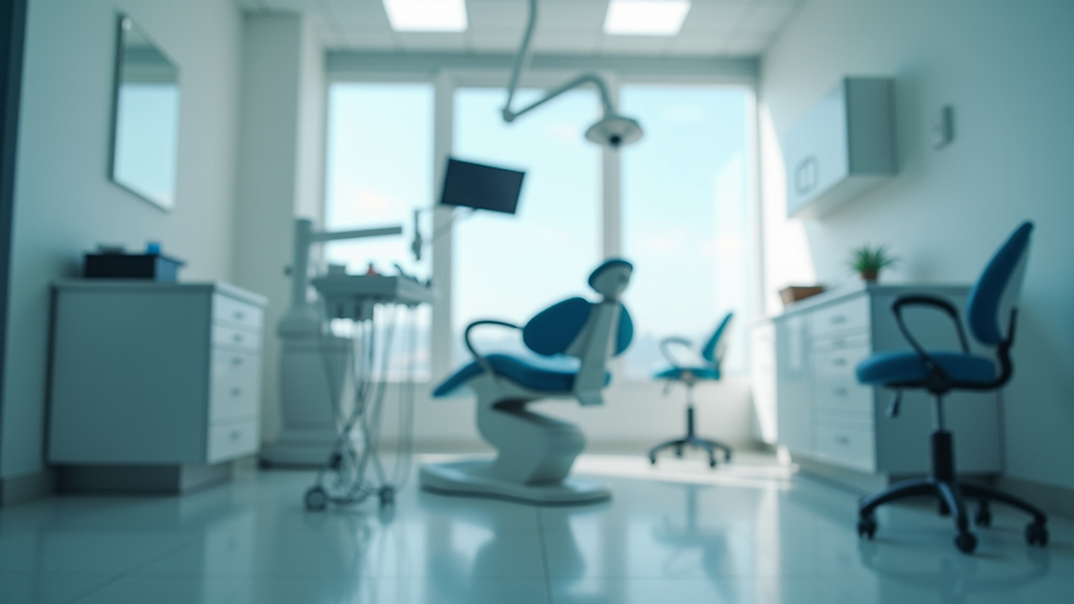 Eye-level view of a dental clinic treatment room with modern equipment