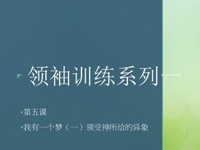 领袖训练系列一 第五课 我有一个梦（一）领受神所给的异象