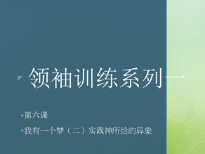领袖训练系列一 第六课 我有一个梦（二）实践神所给的异象