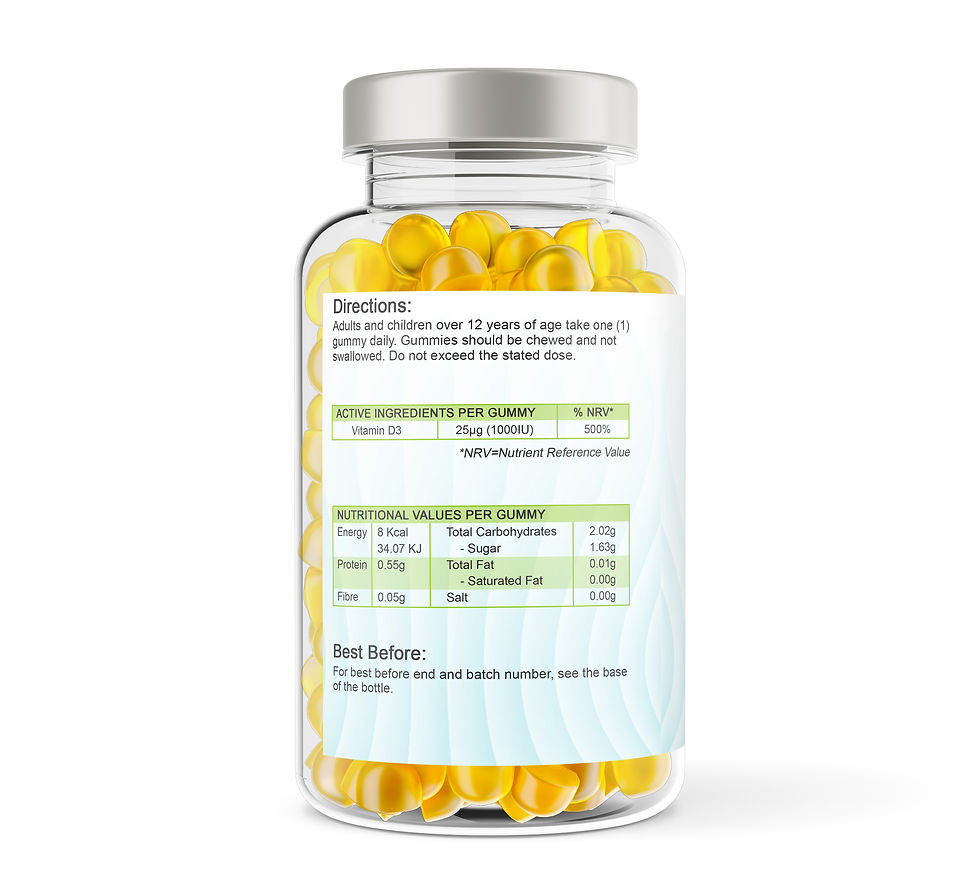 Thumbnail: VITAMIN D3 1000iU Gummies (Lemon Flavoured - 120 Gummies)