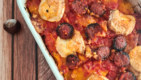 Gratin de butternut au chèvre et chorizo