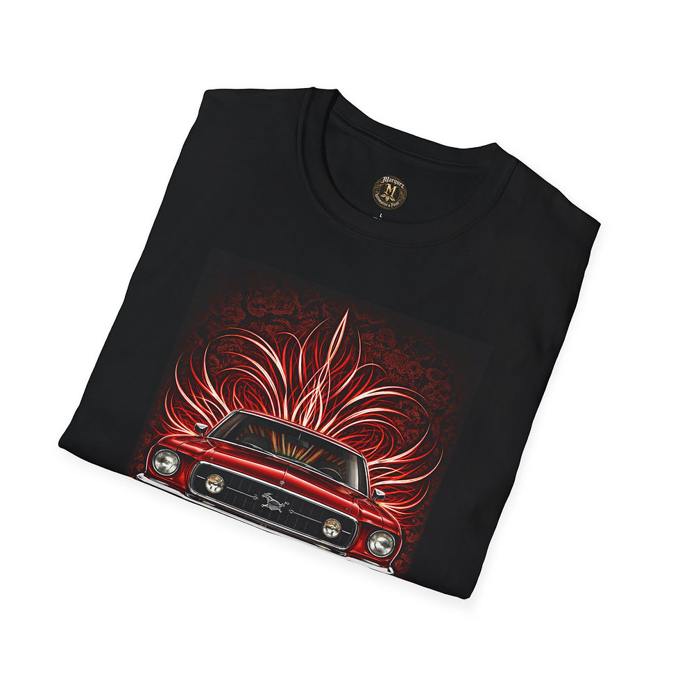 Thumbnail: Classic 68 Mustang T-Shirt — Red Pinstripe Vintage Front View