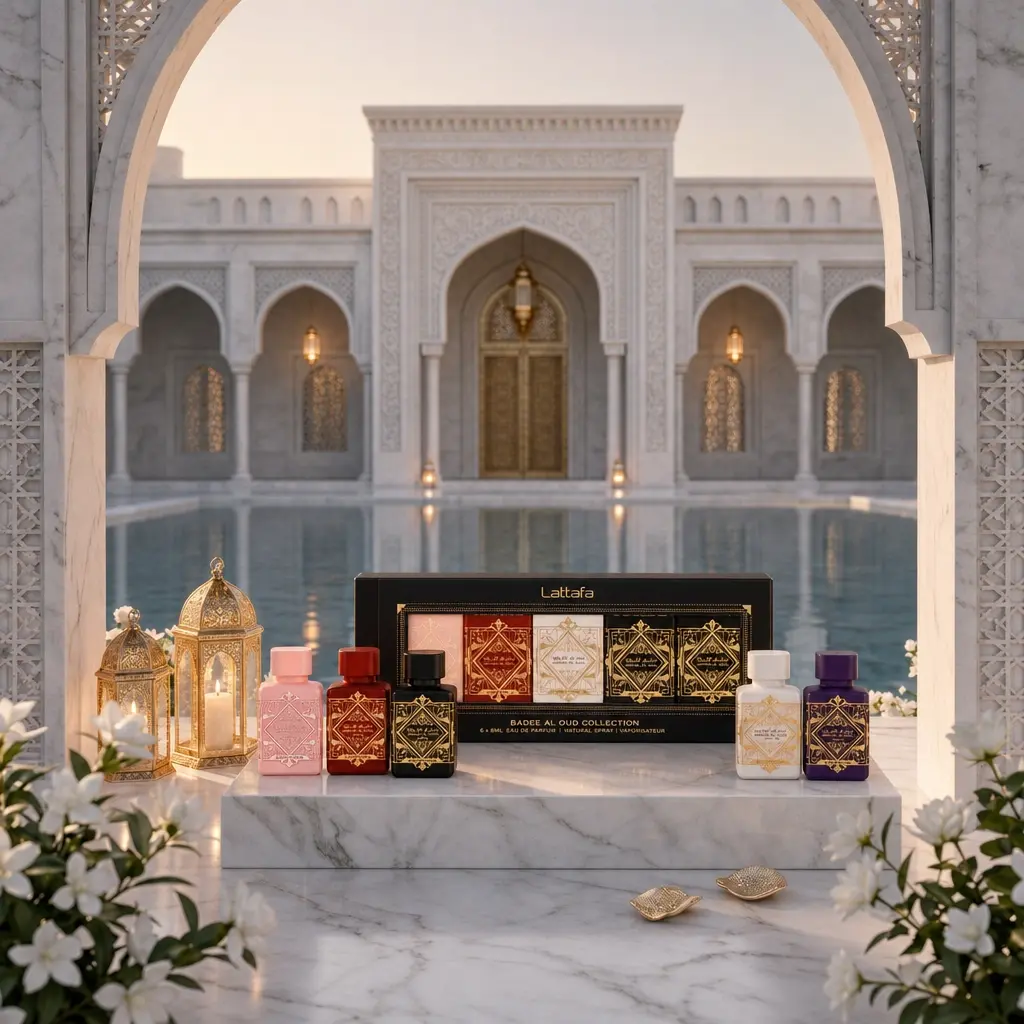Lattafa Badee Al Oud Collection Miniature coffret 6 flacons 30ml rose rouge noir blanc violet — coffret parfum oriental mixte | Élite Cosmétique Parfum Strasbourg