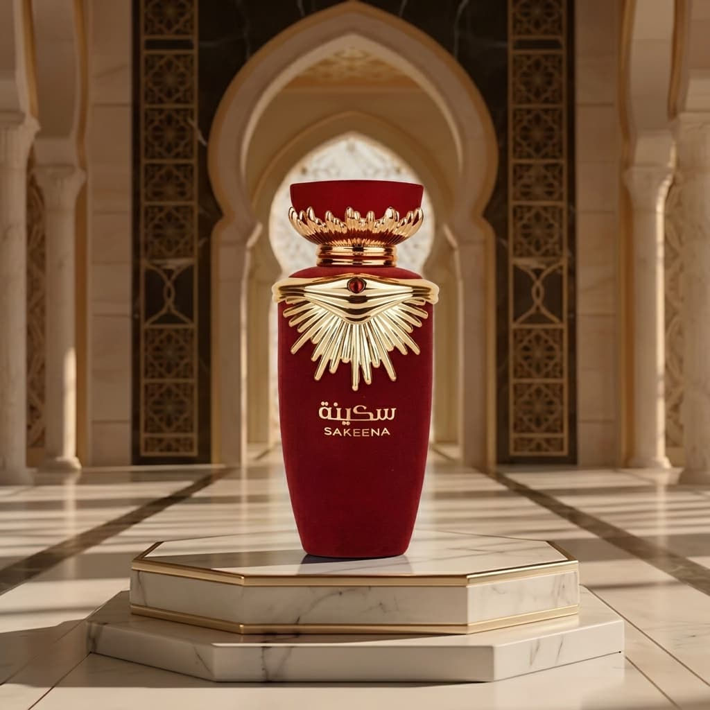 Parfum Sakeena Lattafa rouge velours : prestige oriental à Paris, Lyon, Bordeaux et Condé-sur-l'Escaut chez Elite Cosmétique.