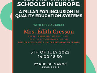Sessão com Édith Crésson, fundadora das Escolas de Segunda Oportunidade, 5 de Julho, Paris