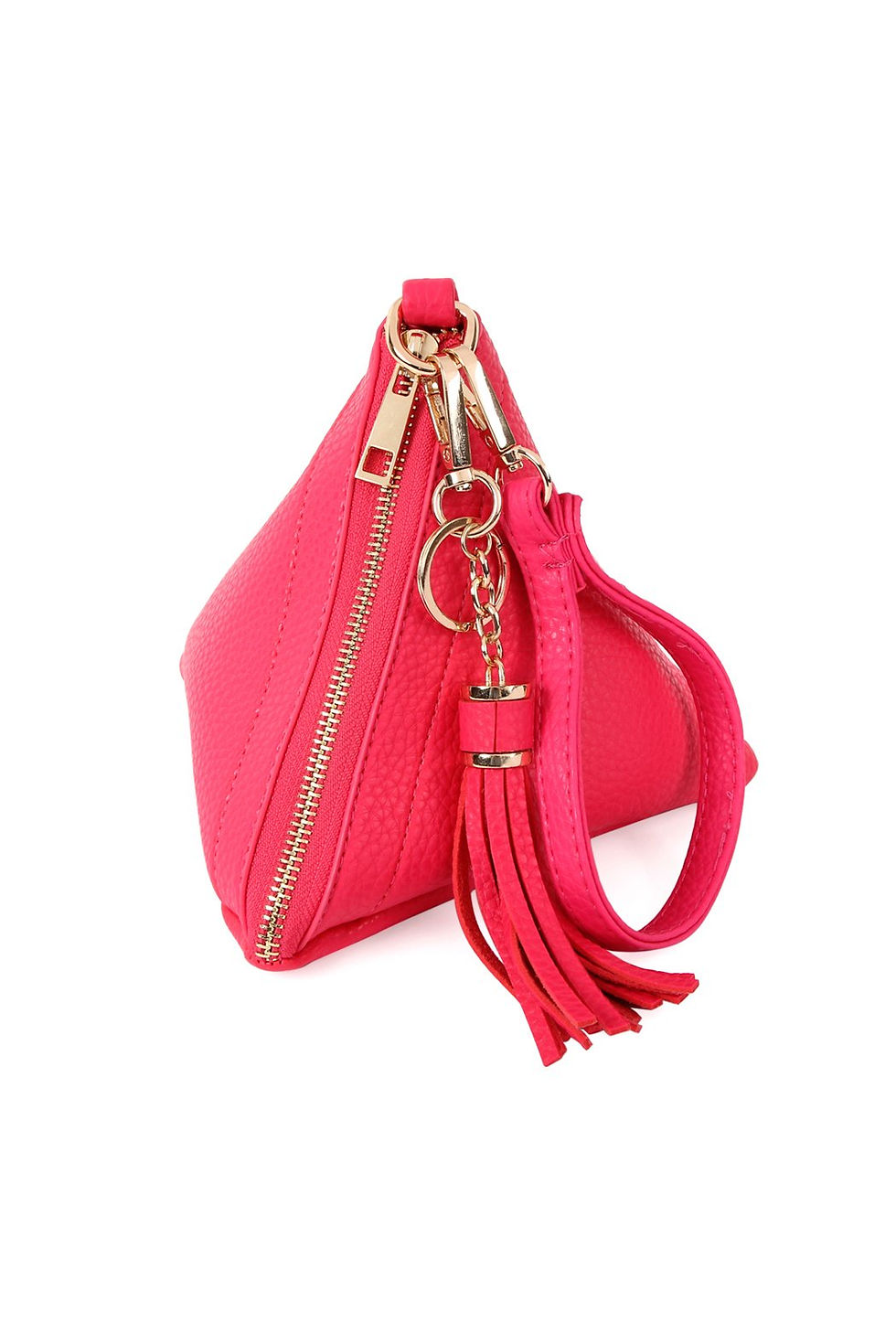 Thumbnail: 7092 - Pyramid Shape Tassel Wristlet Leather Bag