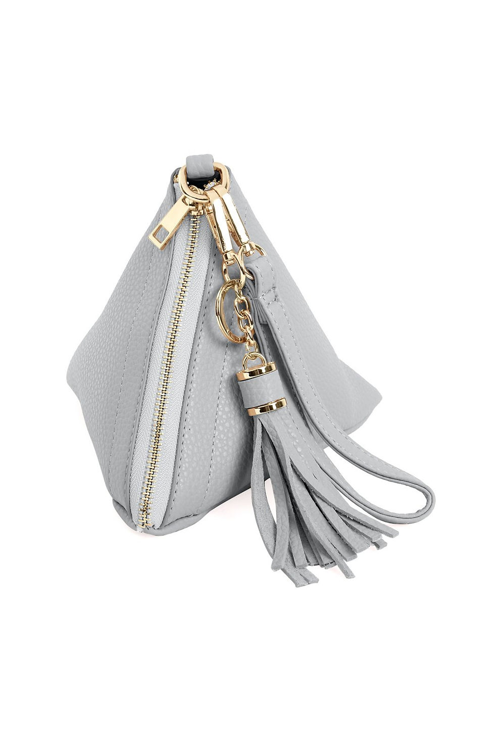 Thumbnail: 7092 - Pyramid Shape Tassel Wristlet Leather Bag