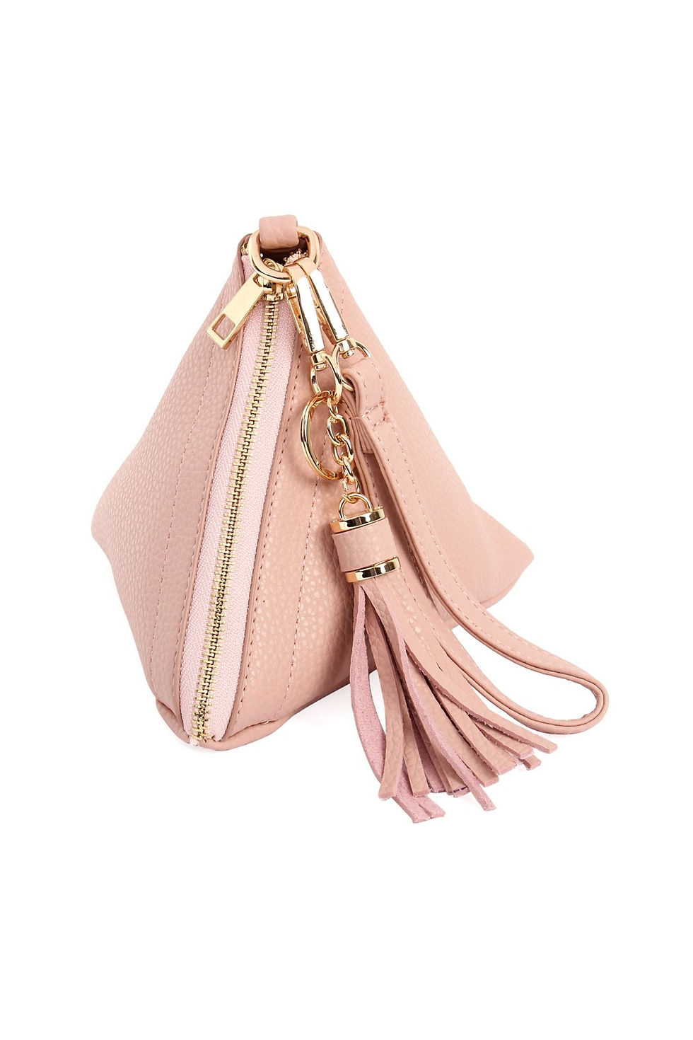 Thumbnail: 7092 - Pyramid Shape Tassel Wristlet Leather Bag