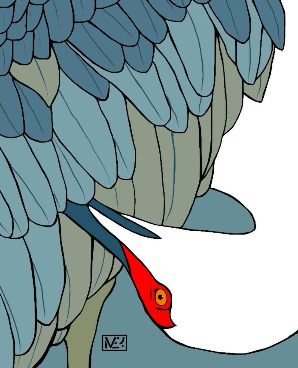 Preening (Sandhill Crane)