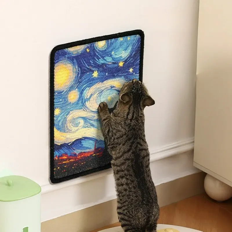 Cat Scratcher Oil Painting Sisal Cat Scratch Mat Wall-mounted Cat Scratching Sof