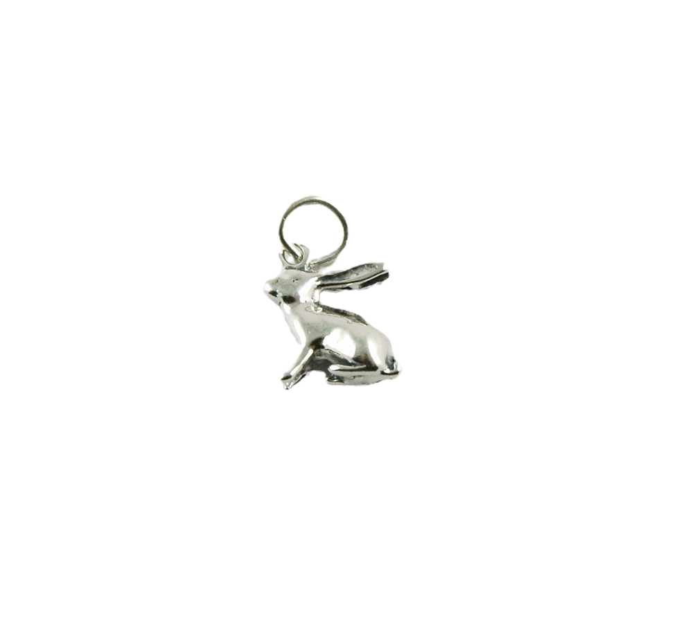 Thumbnail: New Vintage Solid Sterling Silver Lucky Jack Rabbit Pendant hung on 18” Chain