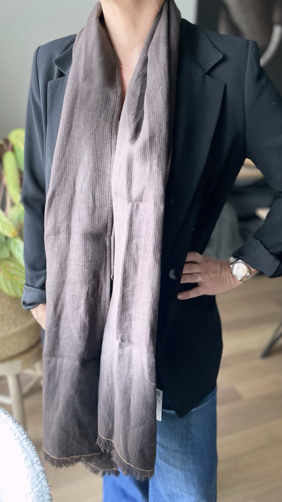 Miniature : Foulard en Lin Brun Bouleau