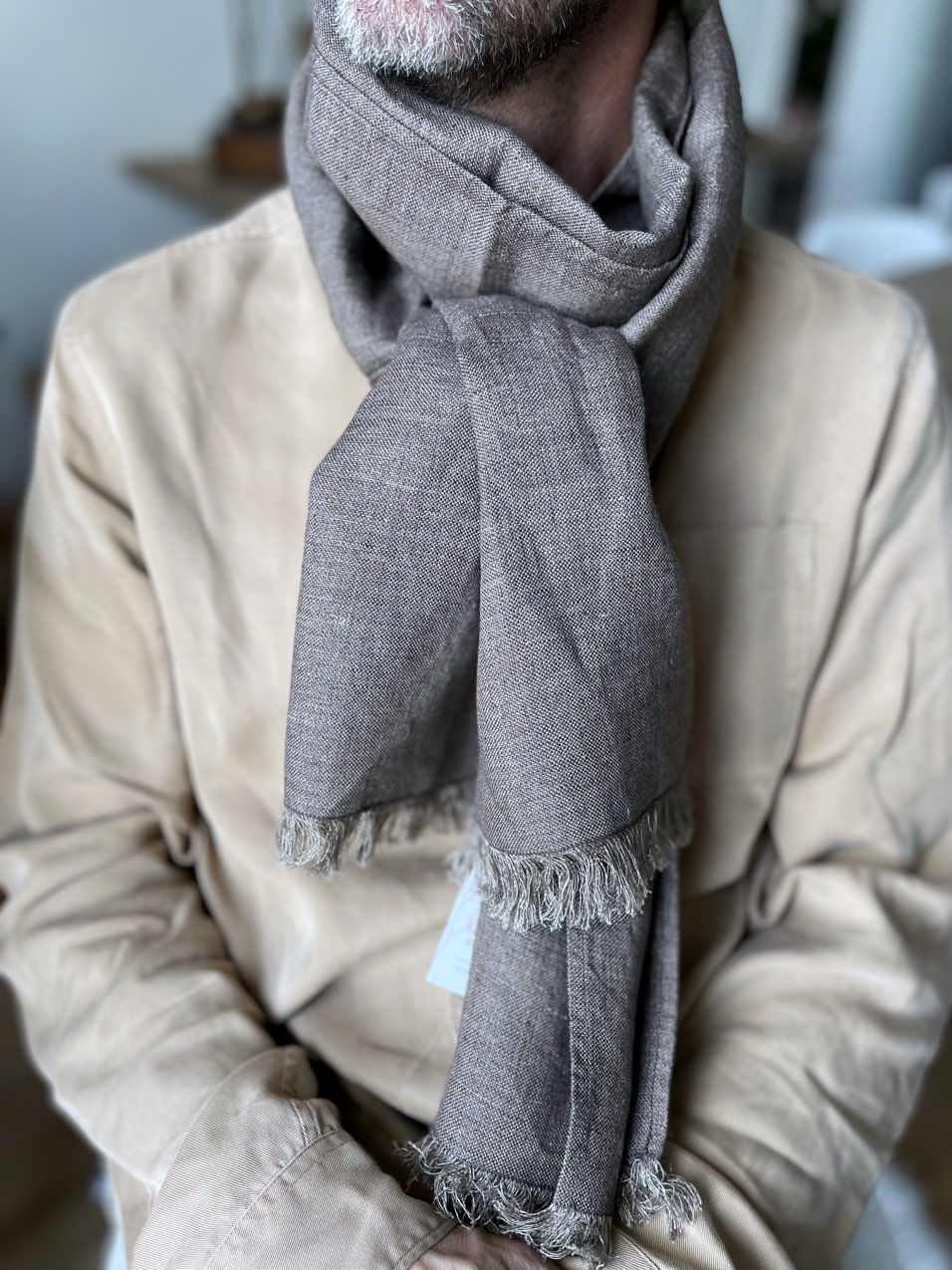 Miniature : Foulard en Lin Brun changeant