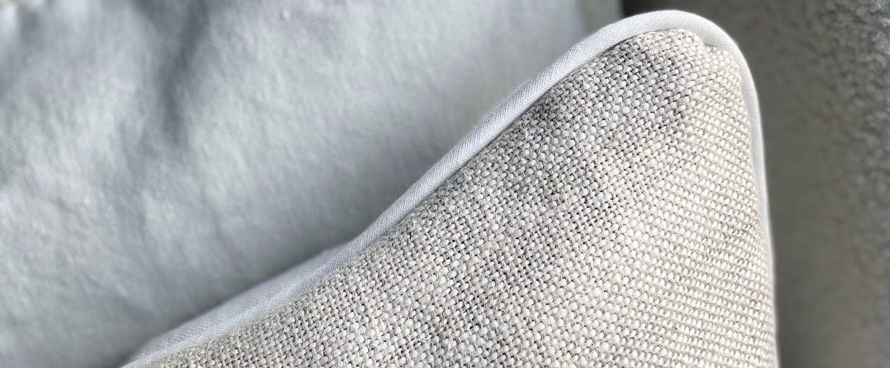 Miniature : Housse de coussin en Lin Avoine et Blanc