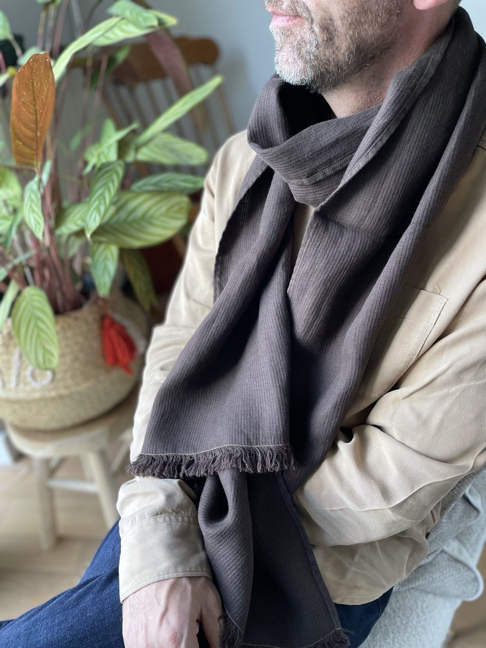 Miniature : Foulard en Lin Brun Bouleau