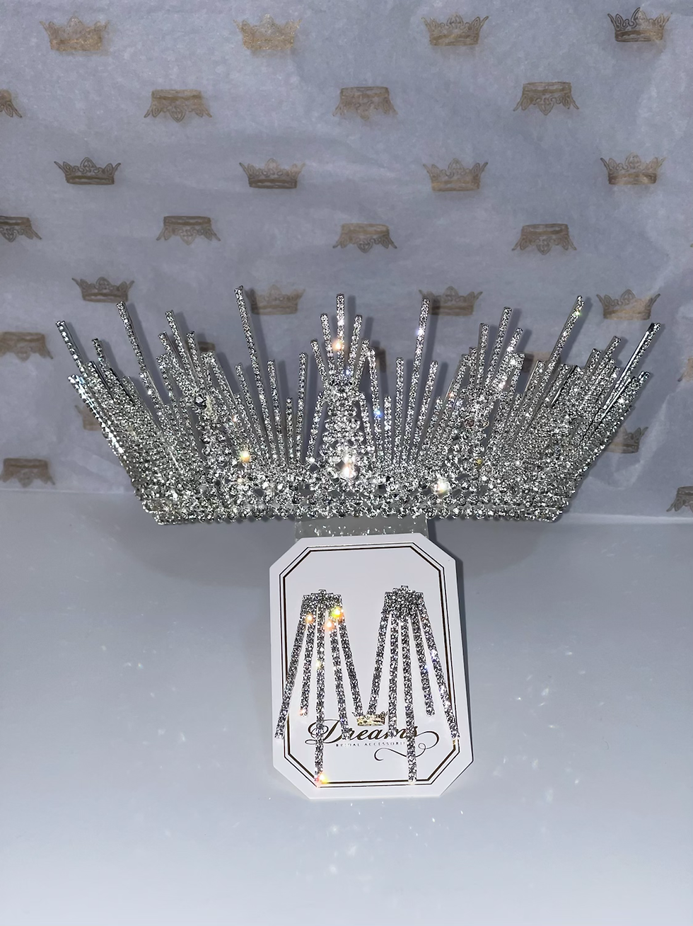 Thumbnail: Crystal Crown & Earrings  set 