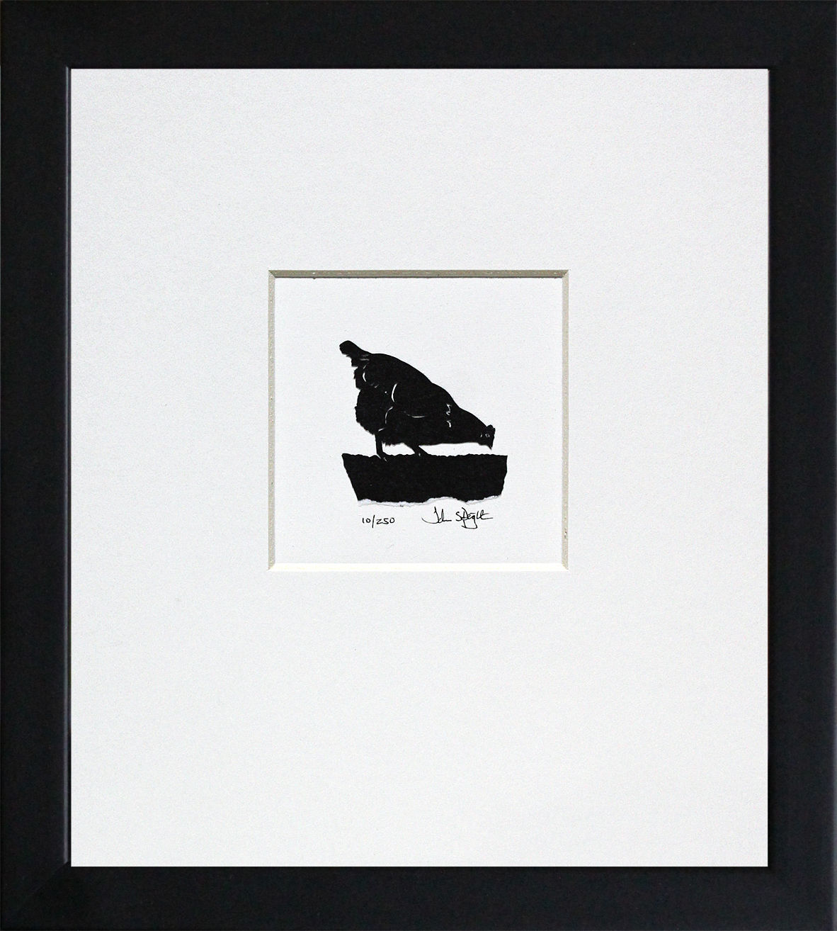 Hen - Pecking in Black Frame