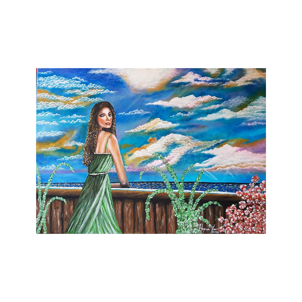 A "commissioned acrylic painting on canvas panel titled 'Serenity,' featuring a girl" portrays a calm, peaceful scene, with the subject—a girl—embodying a sense of tranquility. The acrylic medium brings bold, vibrant colors and texture, enhancing the mood of serenity. The canvas panel provides a sturdy foundation, and the painting likely emphasizes a harmonious connection between the girl and her surroundings, evoking a sense of calm and inner peace.