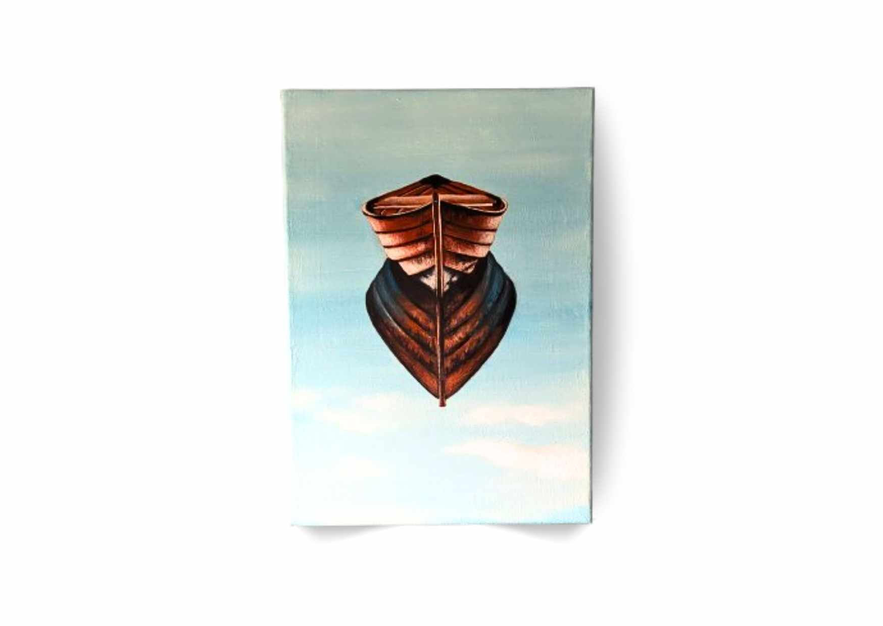 A "solitary boat oil painting with a clear background" portrays a lone boat, often placed in the foreground, set against a simple or empty backdrop. The use of oil paints adds depth and richness to the boat, highlighting its isolation and calm.