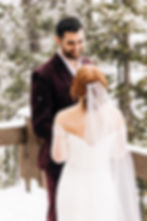 Wedding first look. The Lodge at Breckenridge Wedding