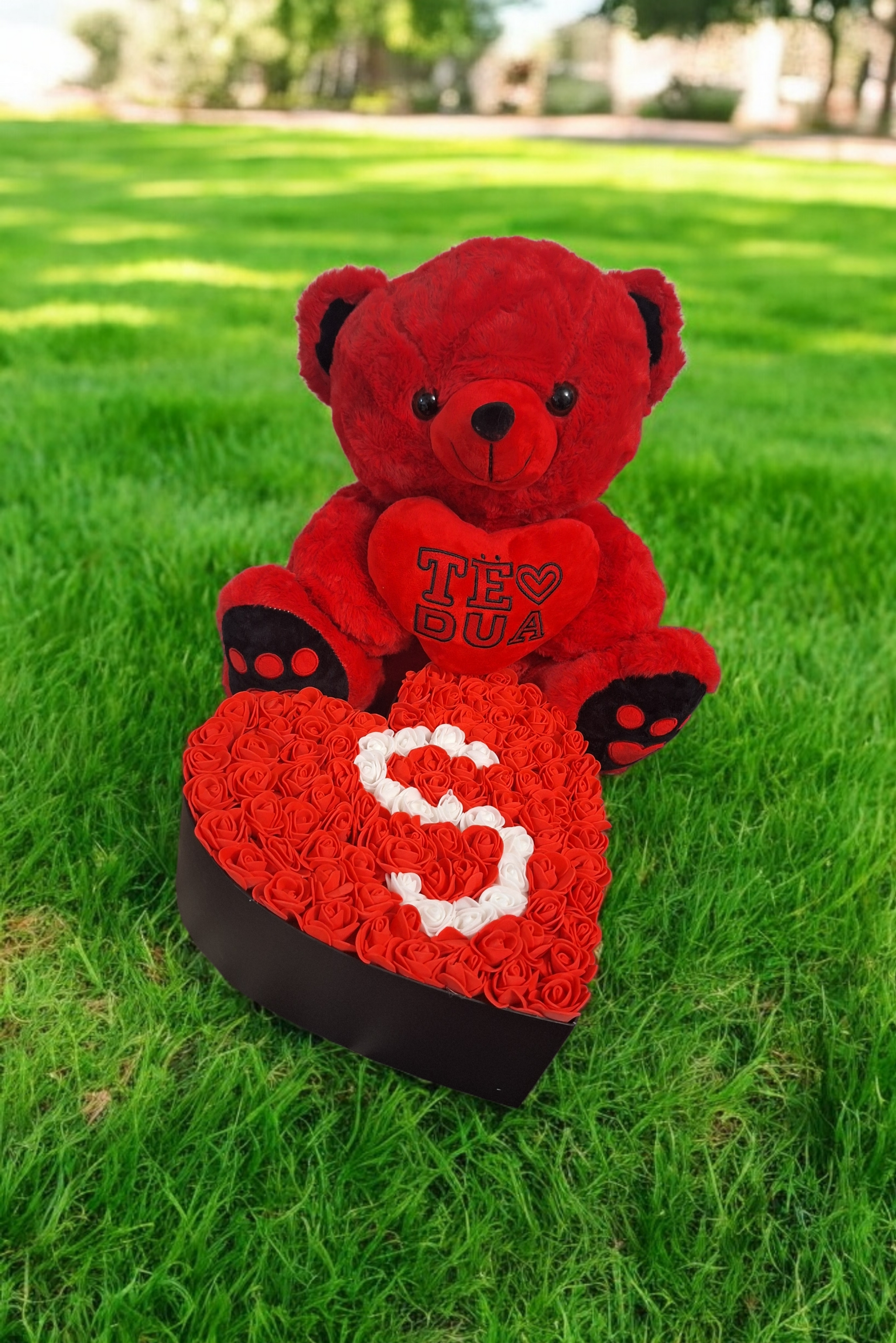 Arush 40 cm Te dua, zemer me trendafila