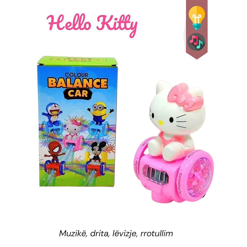 Hello Kitty rrotullues me drita dhe muzike