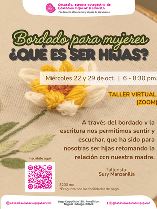 Taller virtual de bordado: ¿Qué es ser hijas?