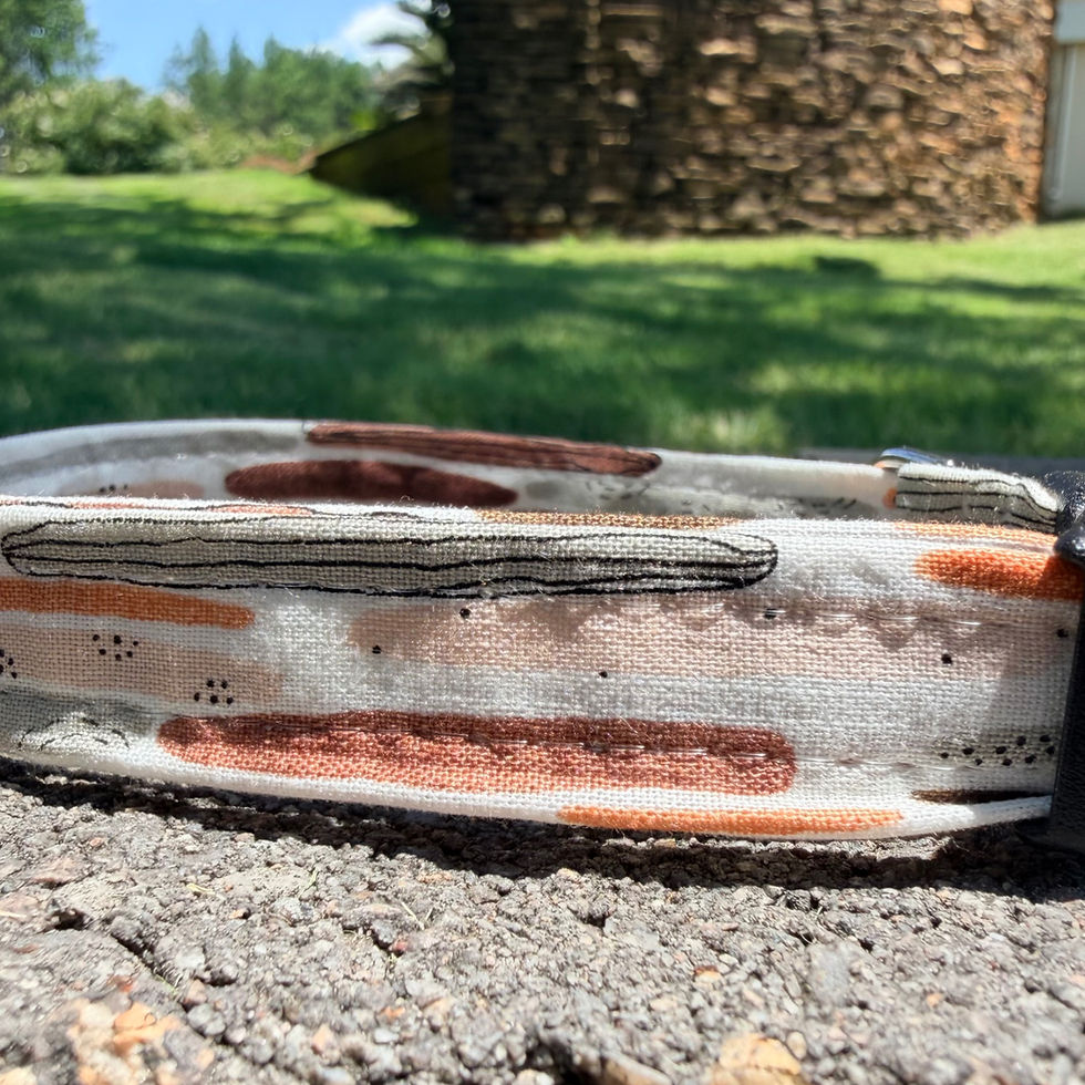 Boy Dog Collar with earthy brown and tan stripes. Little Barks Boutique