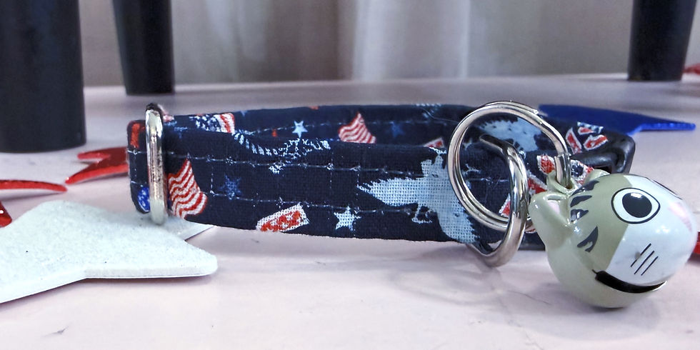 Thumbnail: Patriotic Soft and Comfortable Cat Collar - Boutique Handmade cat & kitten collar