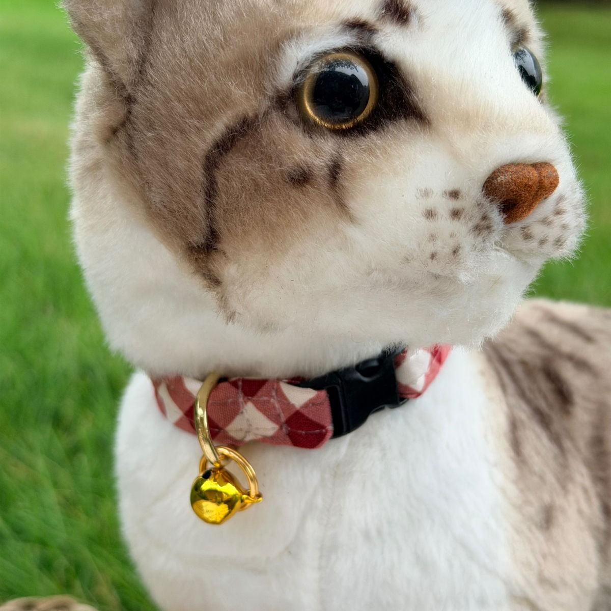Rustic red plaid cotton cat collar with break a way buckle
