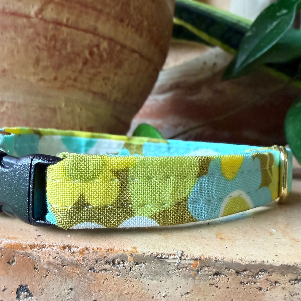 retro inspired Handmade Cotton Cat Collar /Safe, Comfortable and light weight