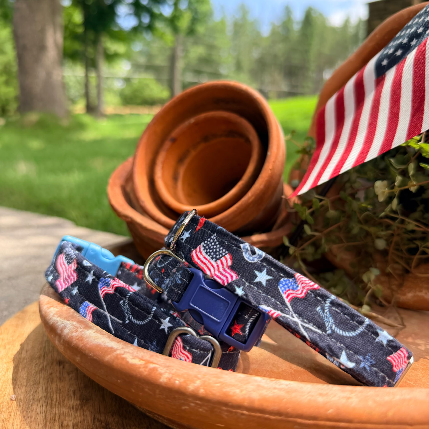 Handmade Cotton small dog collar - made in South Carolina