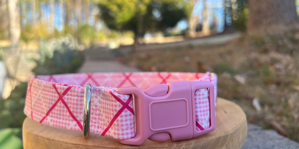 Pink Plaid Cotton Dog Collar by Little Barks Boutique