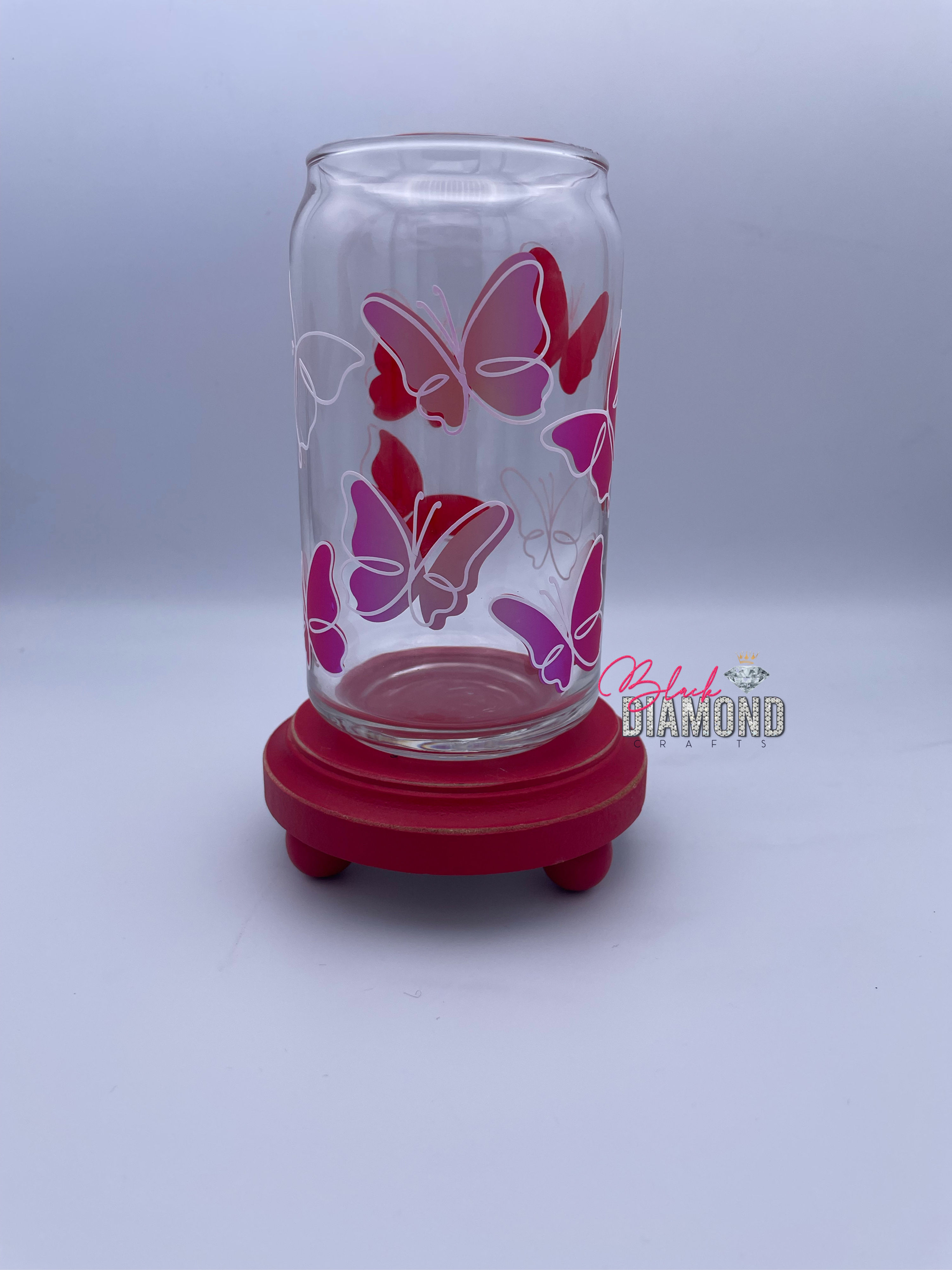 16oz Butterfly glass cup