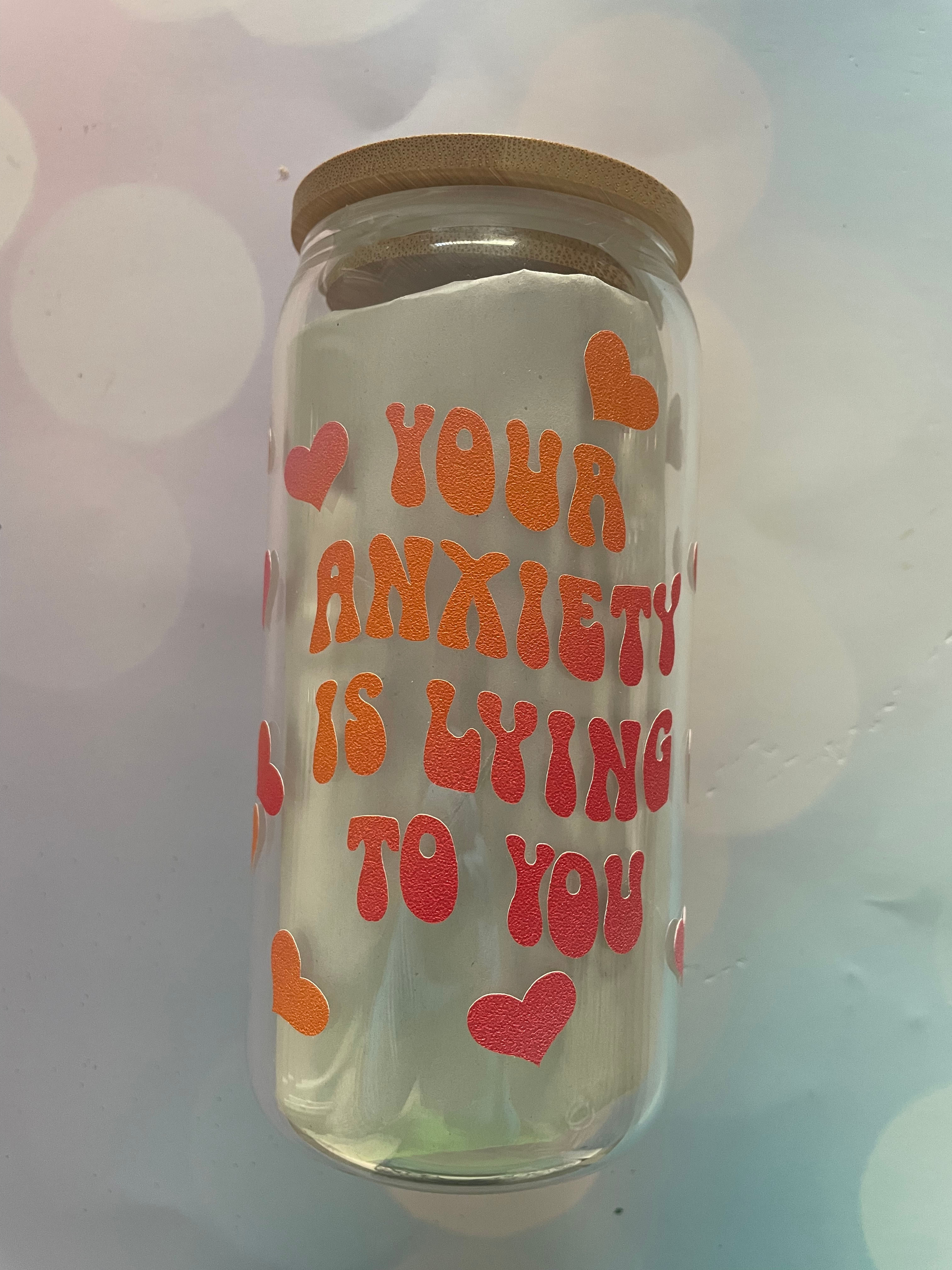 16oz Anxiety glass cup