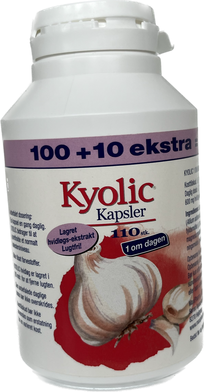 Miniaturebillede: Kyolic 1 om dagen, 100 kapsler, 100+10 ekstra = 110 stk