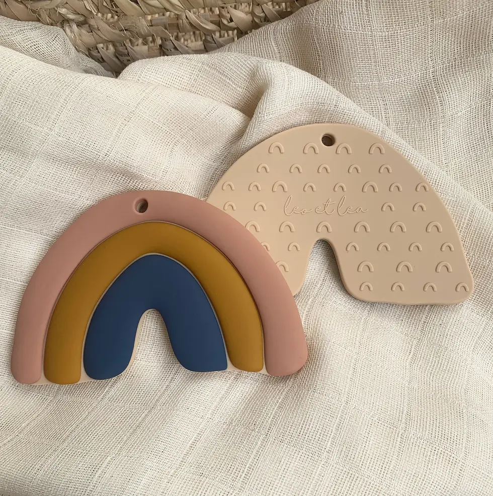 Miniature : Hochet de dentition Arc-en-ciel moutarde _ Léo et Léa