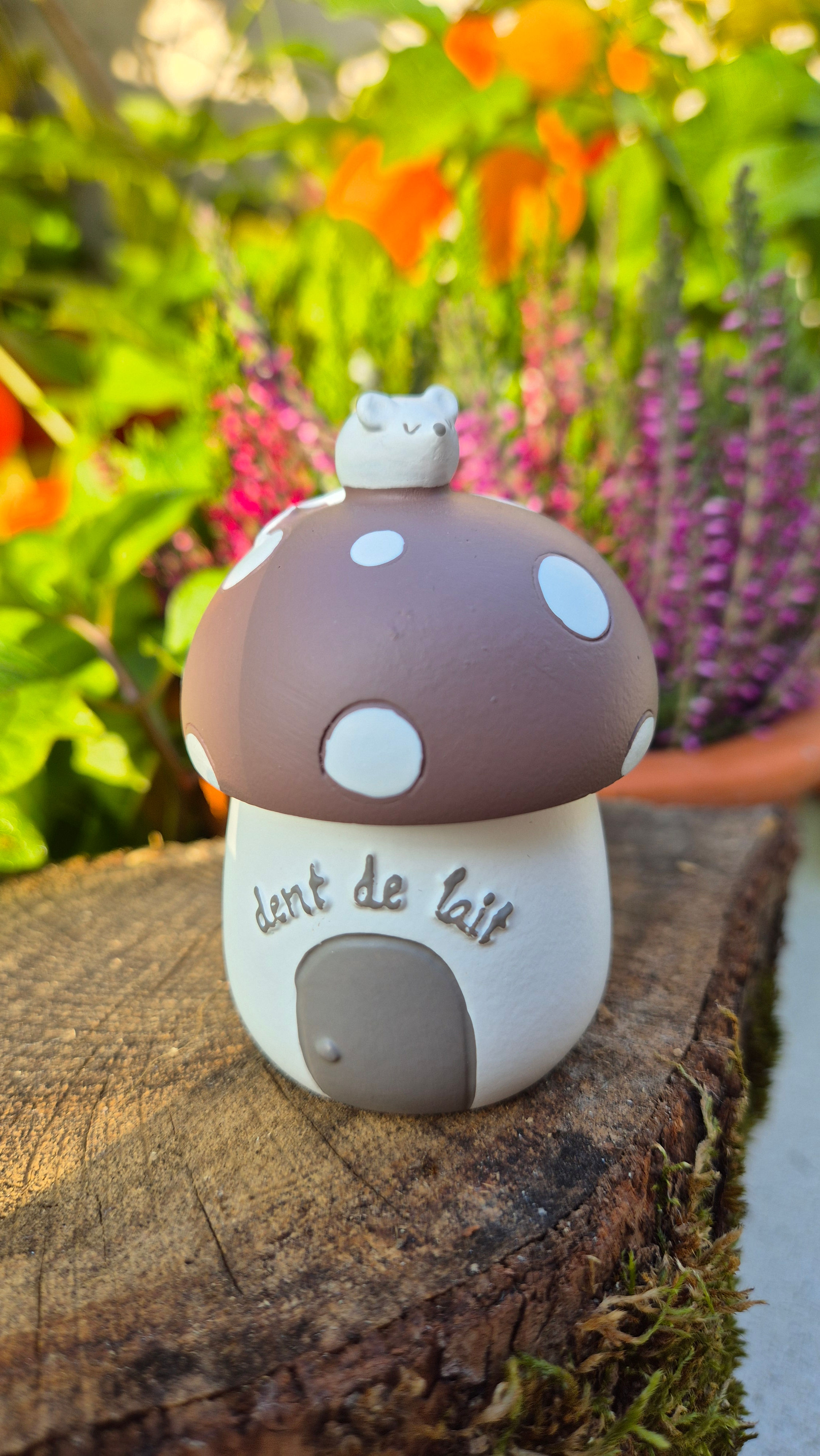 Boîte à dents Souris sur champignon _ marron