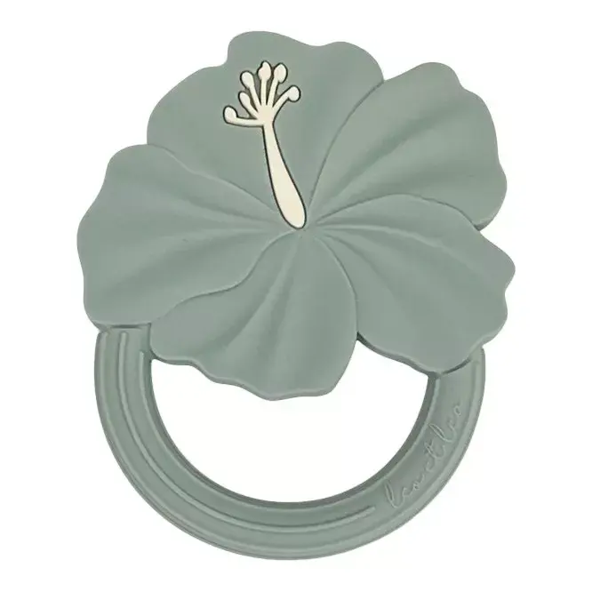 hochet de dentition hibiscus bleu Léo et Léa