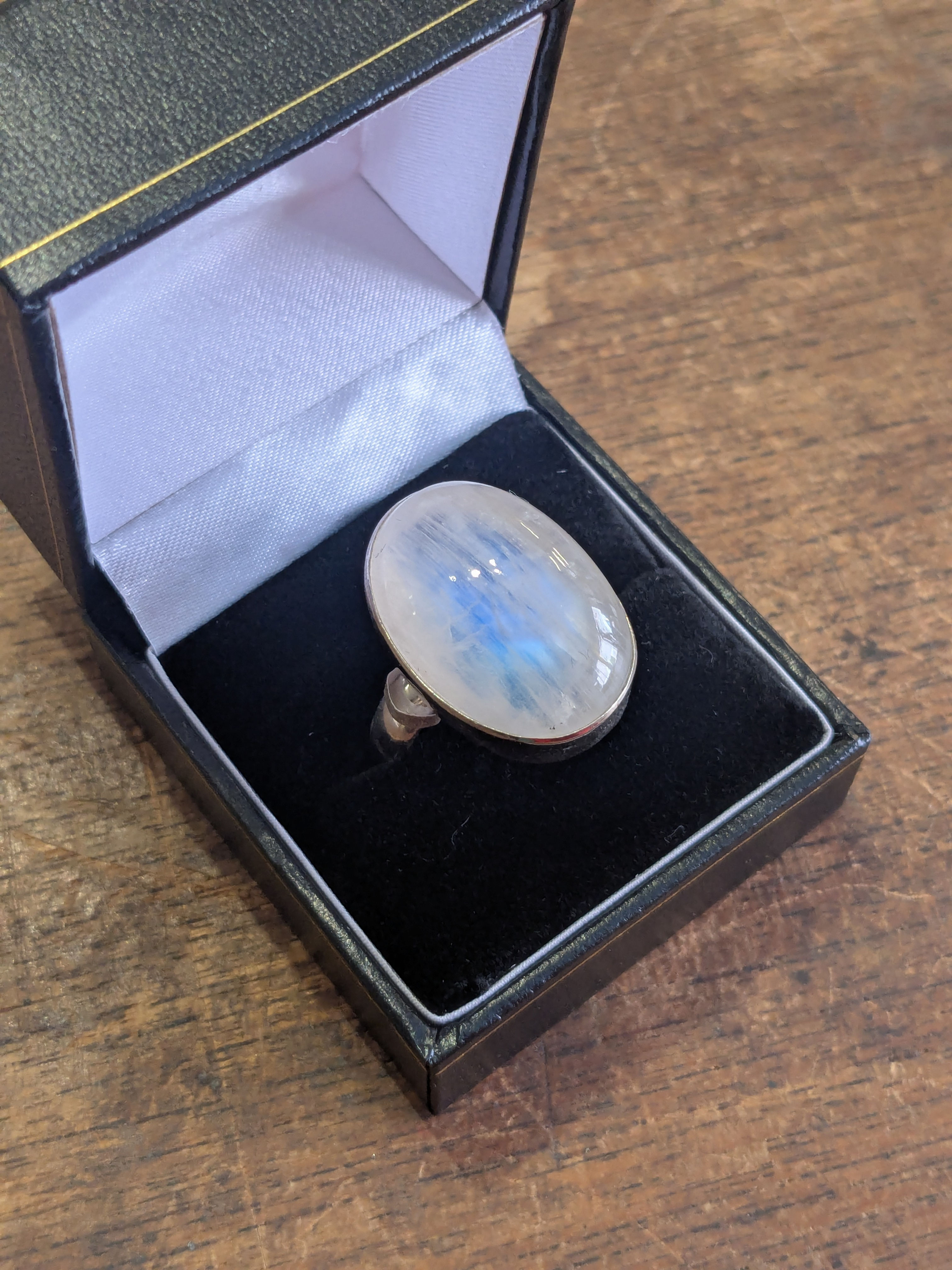 Oval Cab Moonstone Ring - Size T1/2