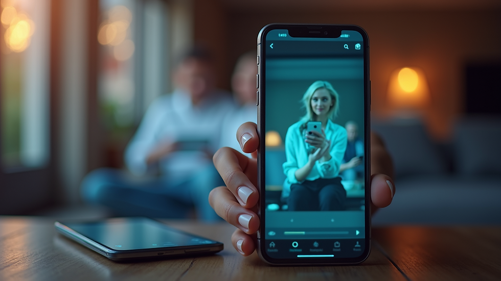 Eye-level view of a screen displaying engaging social media content