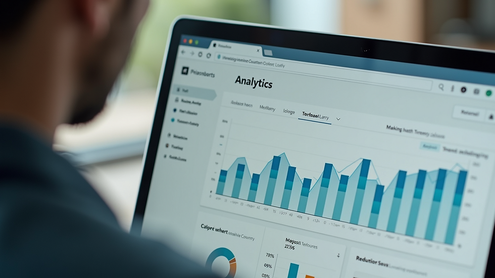 Close-up view of a laptop screen showing SEO analytics dashboard