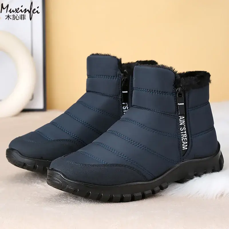 Thumbnail: Men's Winter Ankle Snow Boots Waterproof Plush Lining