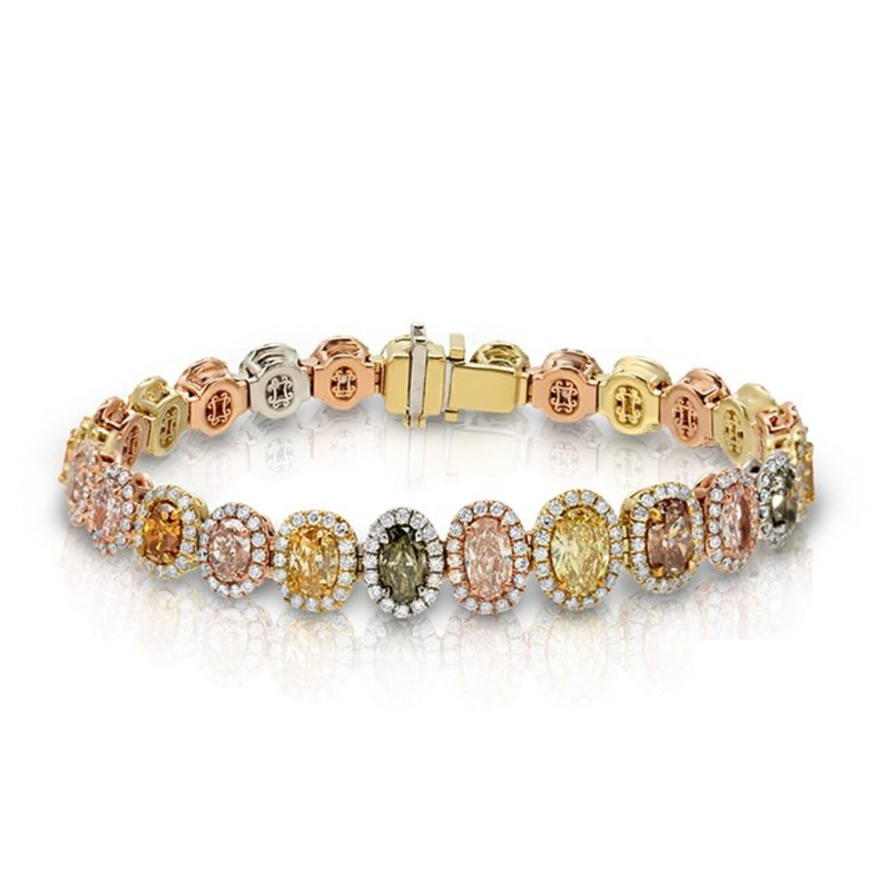 18K FANCY COLOR OVAL DIAMOND BRACELET