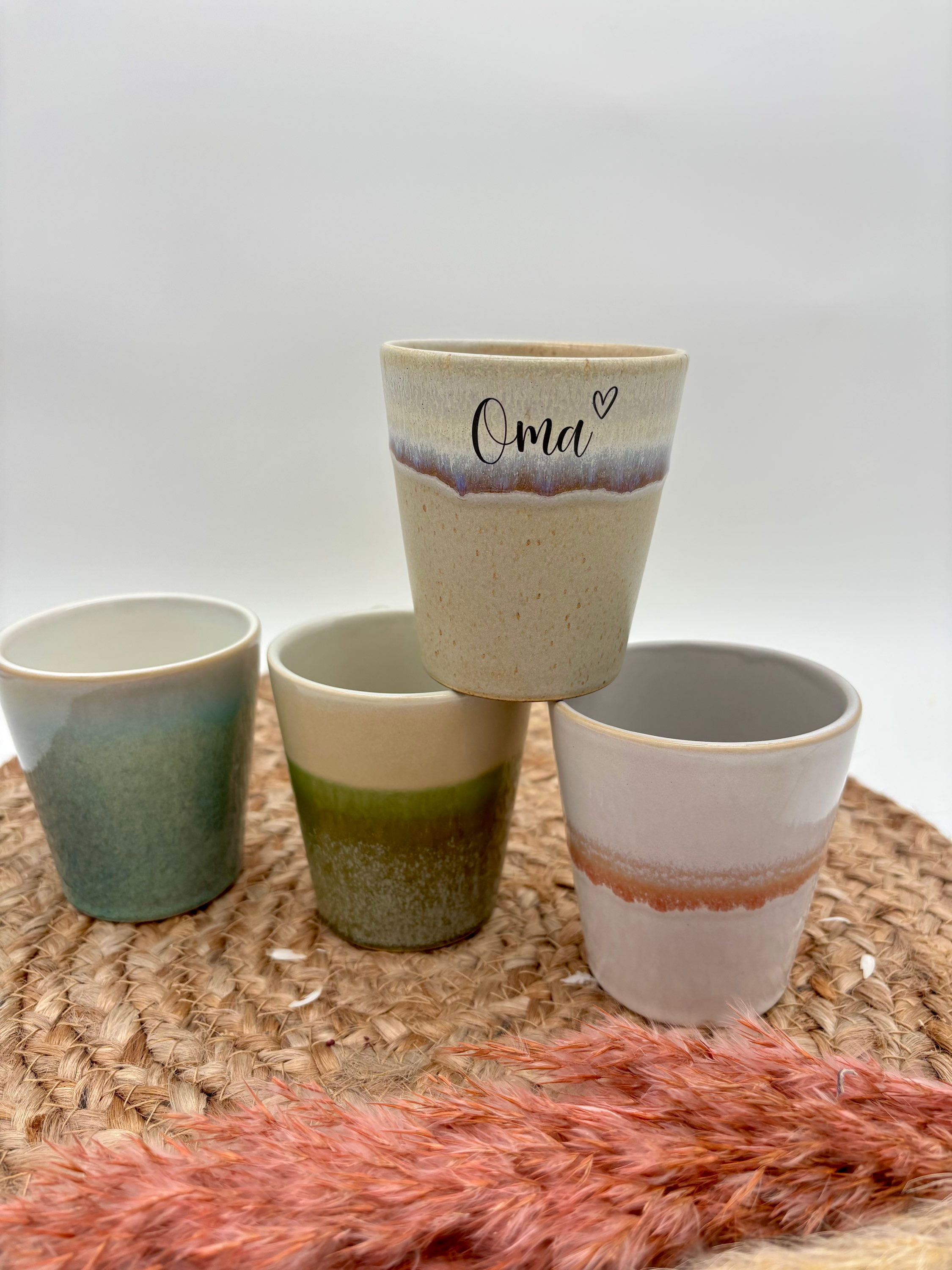 Tasse bunt ohne Henkel „personalisiert“