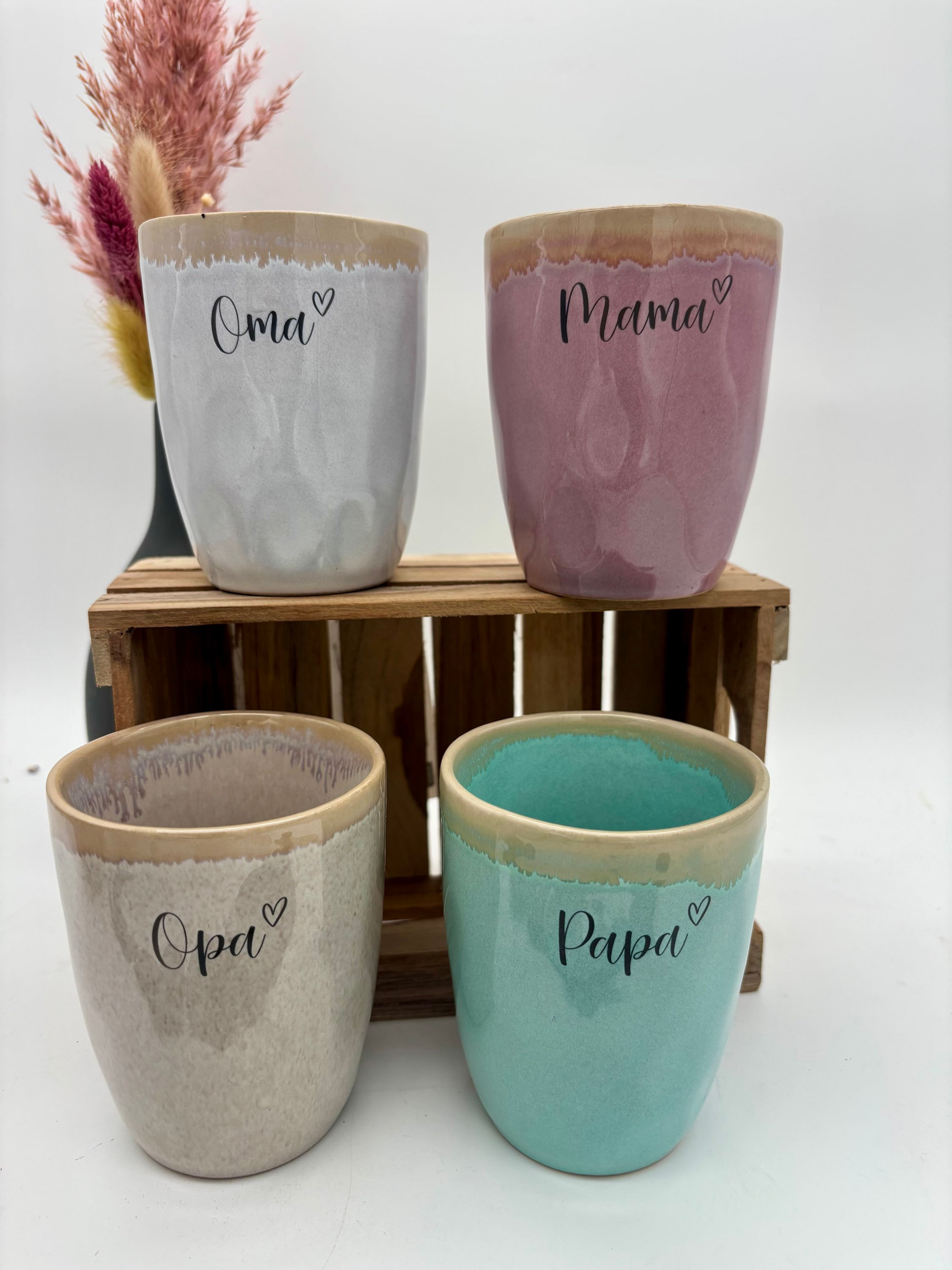 Tasse bunt ohne Henkel „personalisiert“