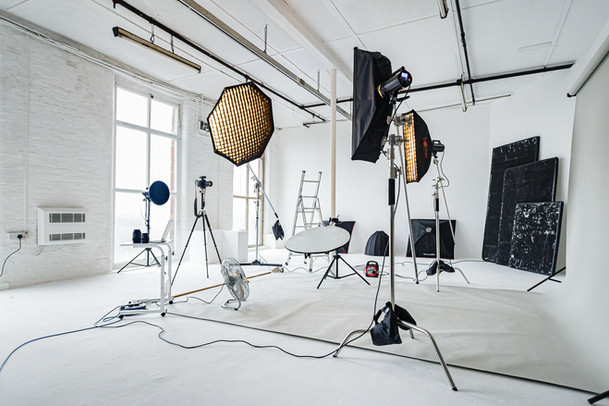 Versatile Shooting Areas: A wide view of the studio space showcasing its adaptability for video interviews, music videos, YouTube content, and more. 1G1 Studio Hire Belfast, Photographic Studio Rental Belfast, Video Studio Hire Belfast, Photo Studio Hire Belfast, Large photo studio space to hire Belfast, photo studio rental Belfast