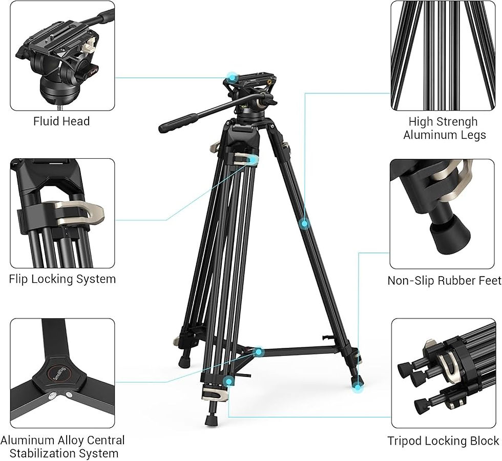 Thumbnail: SMALLRIG 73" Video Tripod, Max Load 8kg, Heavy Duty with 360 Degree Fluid Head