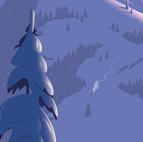 Détail des sapins sous la neige en chartreuse